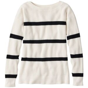 Striped Black and White Women's Waffle Sweater